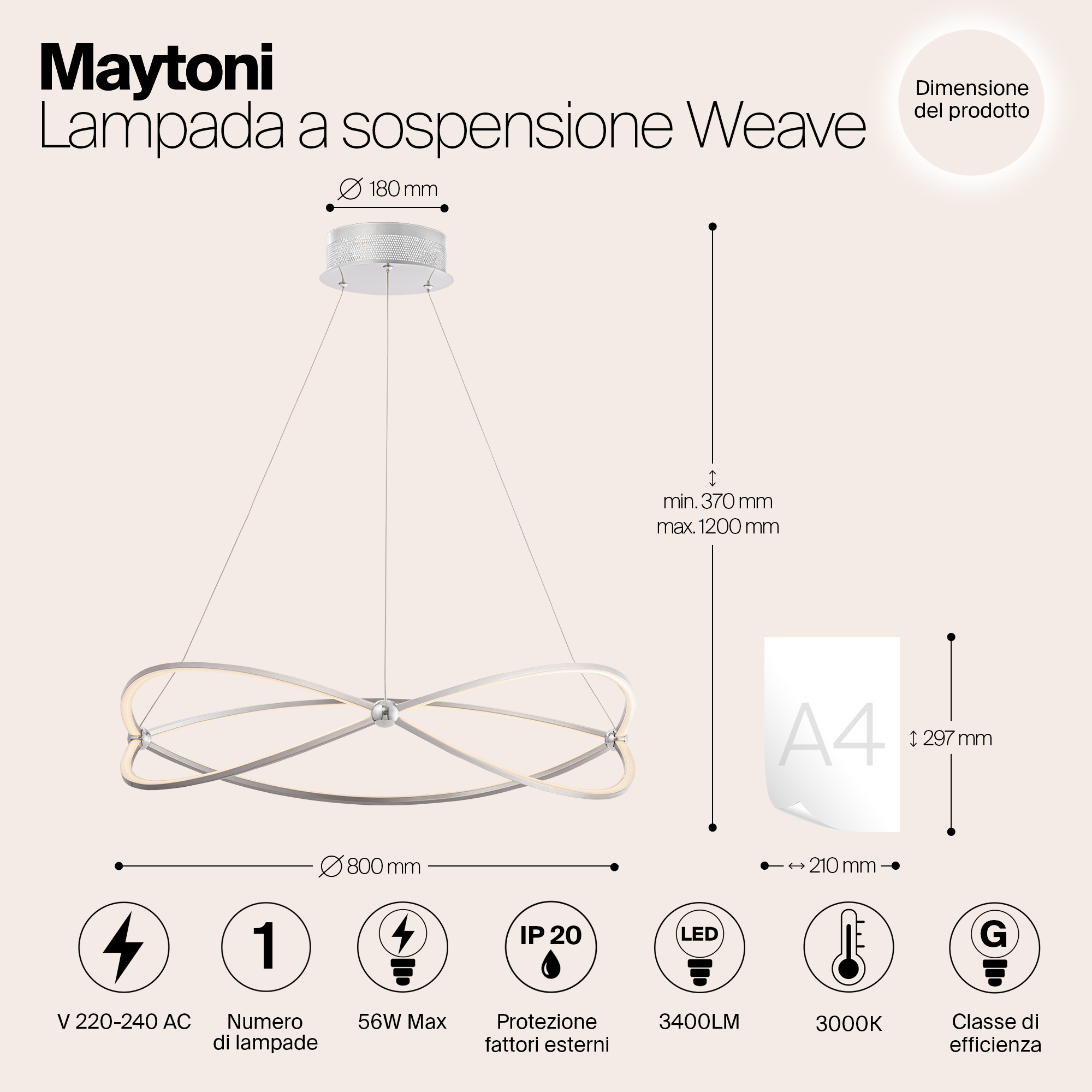 Подвесная люстра Maytoni Weave MOD062PL-L56CH3K_MY