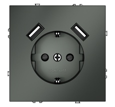 Розетка встраиваемая VOLTUM S70 с заземлением и защитными шторками, 16А, с USB, A+A VLS040406