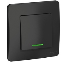 Выключатель встраиваемый одноклавишный с подсветкой (антрацит) Systeme Electric BLNVS010116