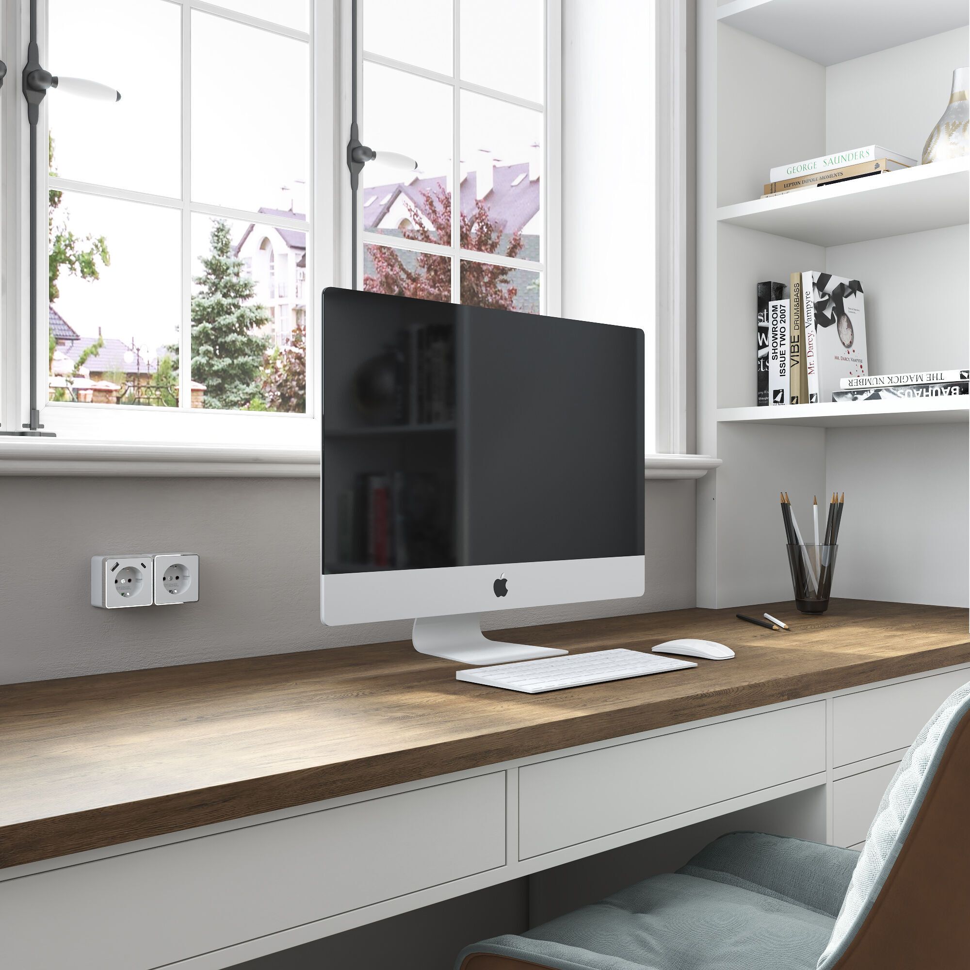 Розетка с заземлением, шторками и USB Werkel a057698_WR