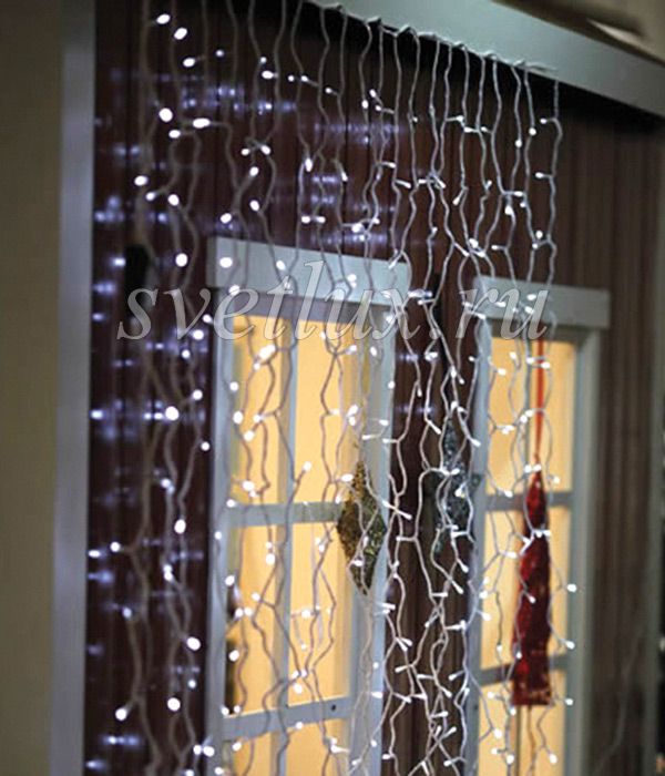 

Гирлянда Занавес 2 x 2 м Белый 220В, 400 LED, Провод Прозрачный ПВХ, IP20 01-094, 01-094