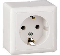 Розетка накладная с заземлением (белый) Systeme Electric RA16-133-B