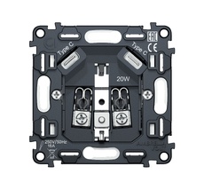 Механизм электрической розетки 2USB С+C 20W (быстрая зарядка) с/з на винтовых зажимах 16A-250V QUANT Ambrella Volt VM165_AMB