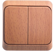 Выключатель накладной двухклавишный с подсветкой (бук) Systeme Electric BA10-006T