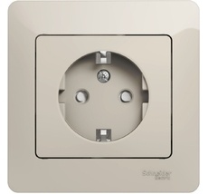 Розетка встраиваемая с заземлением и шторками (молочный) Systeme Electric GSL000944