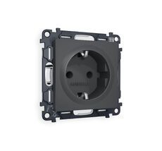 Розетка Ambrella Volt ALFA мягкое касание с заземлением и шторками 2P+E 16A-250V QUANT MA907010_AMB