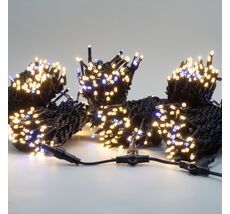 Комплект 3 Тепло-Белых Нити по 20м с Мерцанием Белого Диода, 600 LED, Провод Черный Каучук 2,3мм, IP54 LTC ECO600BLW-11-1WW