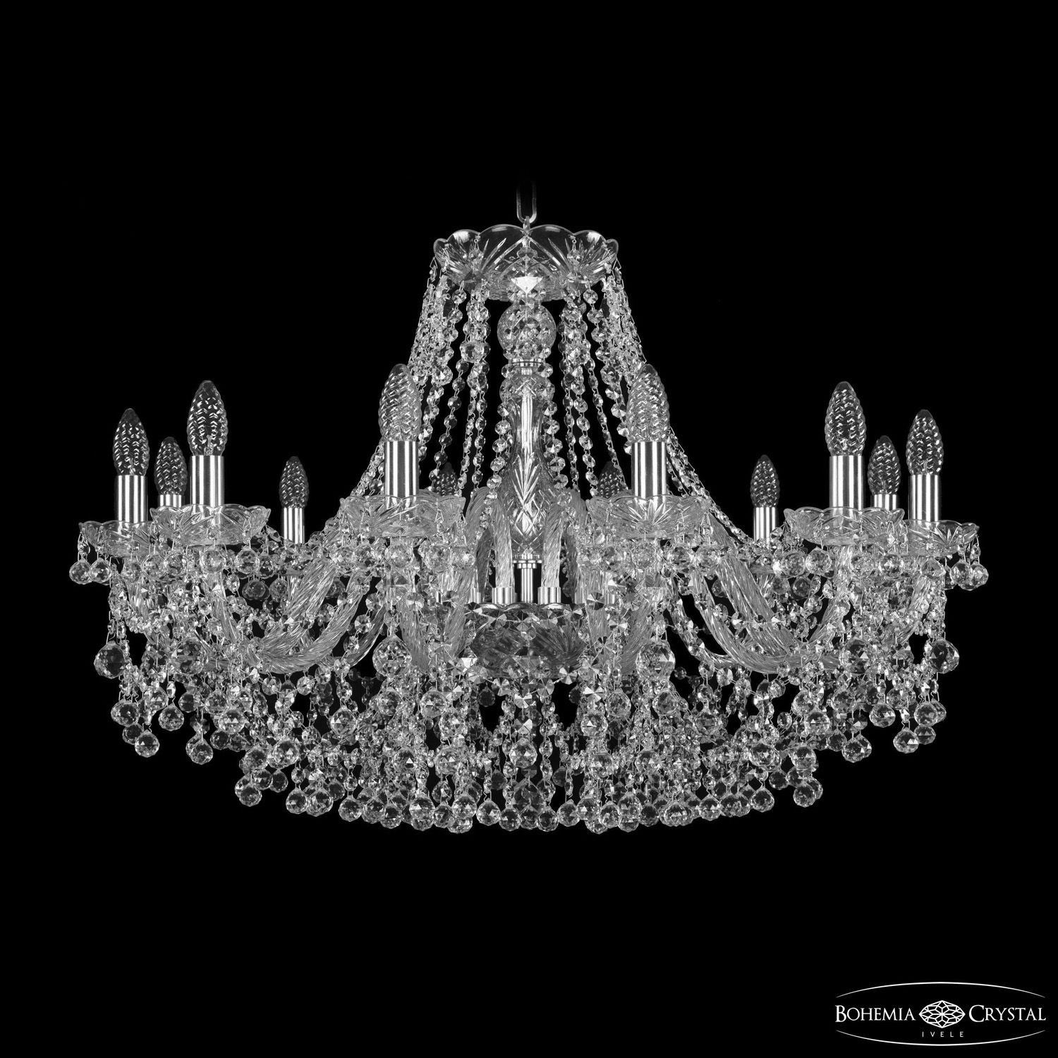 Хрустальная люстра Bohemia Ivele Crystal 1409/12/300 Ni_BI
