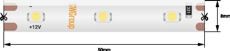 Лента со скотчем 3М светодиодная стандарт 3528, 60 LED/м, 4,8 Вт/м, 12В, IP65, Цвет: Холодный белый 00-00009700_SW