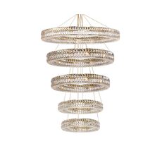 Подвесная люстра Newport Вертикальная композиция 10120 из пяти колец шириной в один хрусталь золото № 66_NP