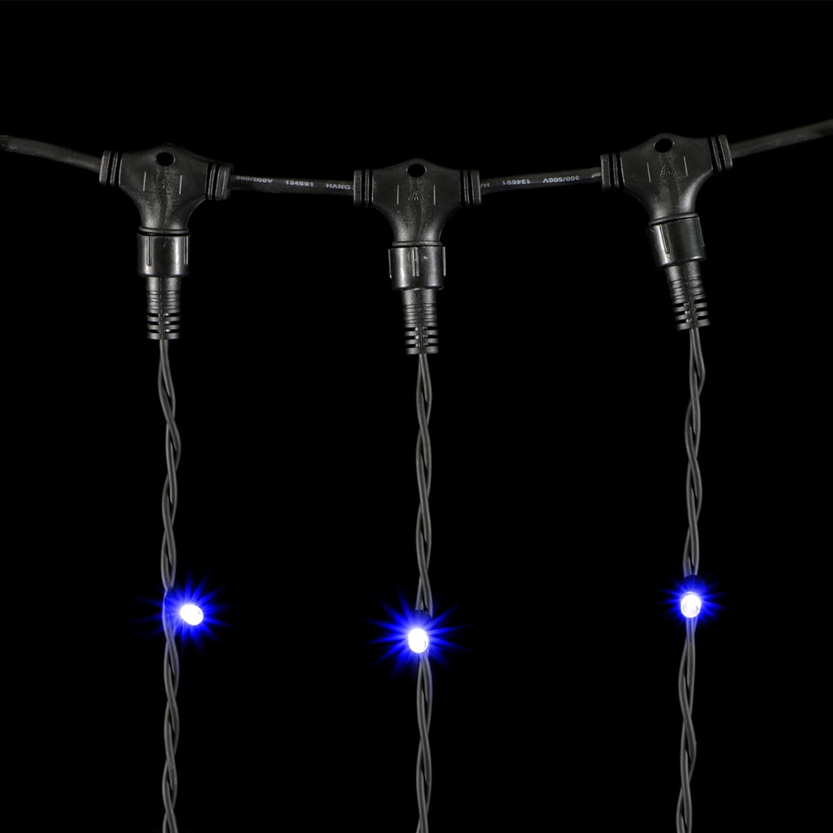 Гирлянда Занавес 2 x 3 м Синий 220В, 600 LED, Провод Черный Каучук, IP65 LL602-1-2B