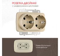 Розетка двойная с заземлением 16A 250V Arte Milano 205.40-2.shampan