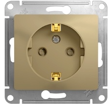 Розетка встраиваемая с заземлением и шторками (титан) Systeme Electric GSL000445