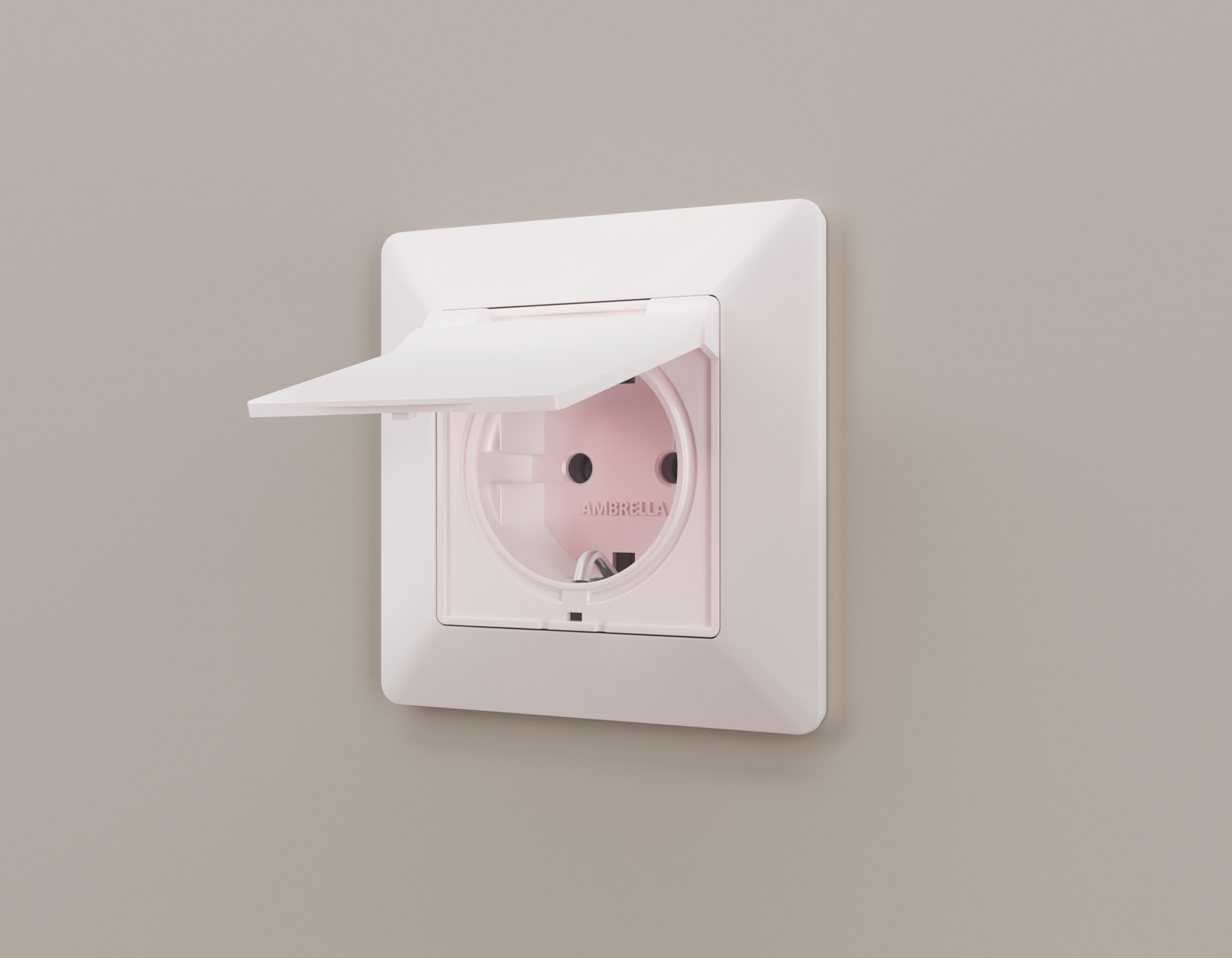 Лицевая панель для электрической розетки с заземлением со шторками и крышкой IP44 QUANT Ambrella Volt ALFA AP2080_AMB