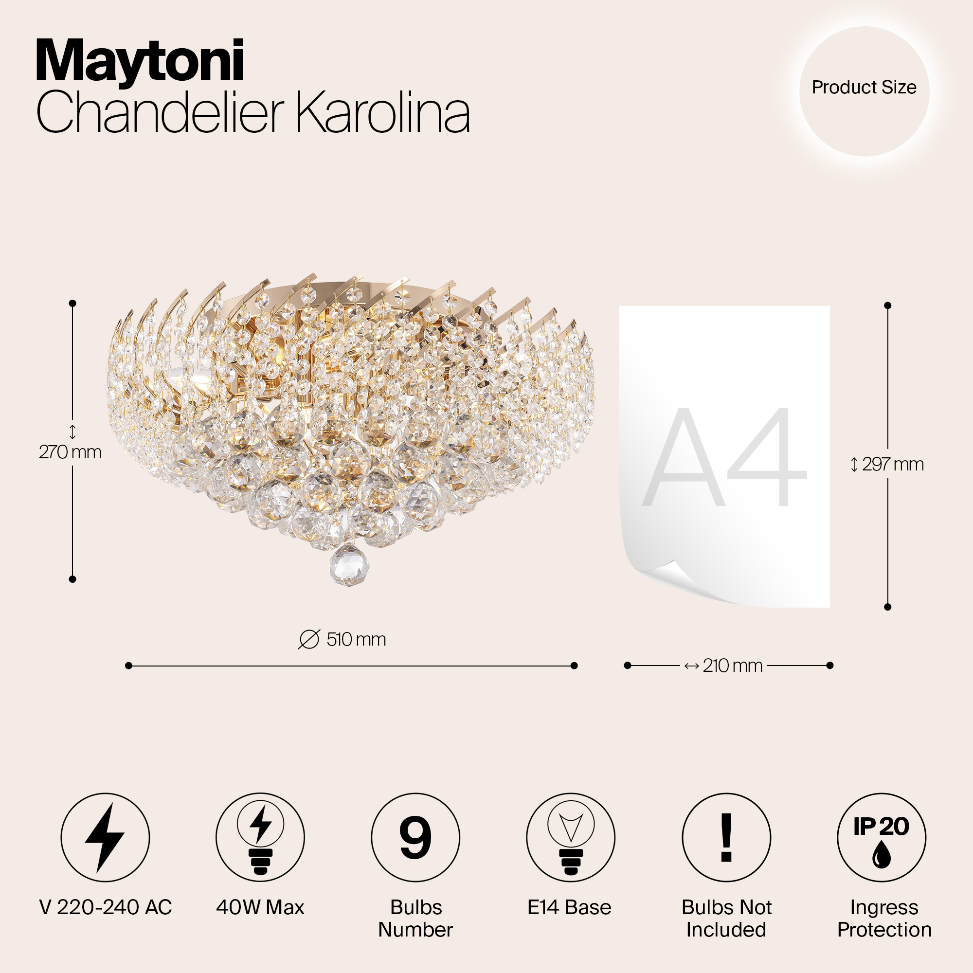 Потолочная люстра Maytoni Diamant DIA120-09-G_MY