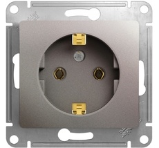 Розетка встраиваемая с заземлением (платина) Systeme Electric GSL001243