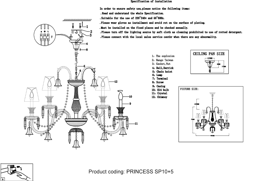 Подвесная люстра Crystallux PRINCESS PRINCESS SP10+5_CR