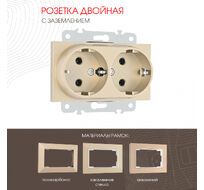 Розетка двойная с заземлением 16A 250V Arte Milano 203.40-2.shampan
