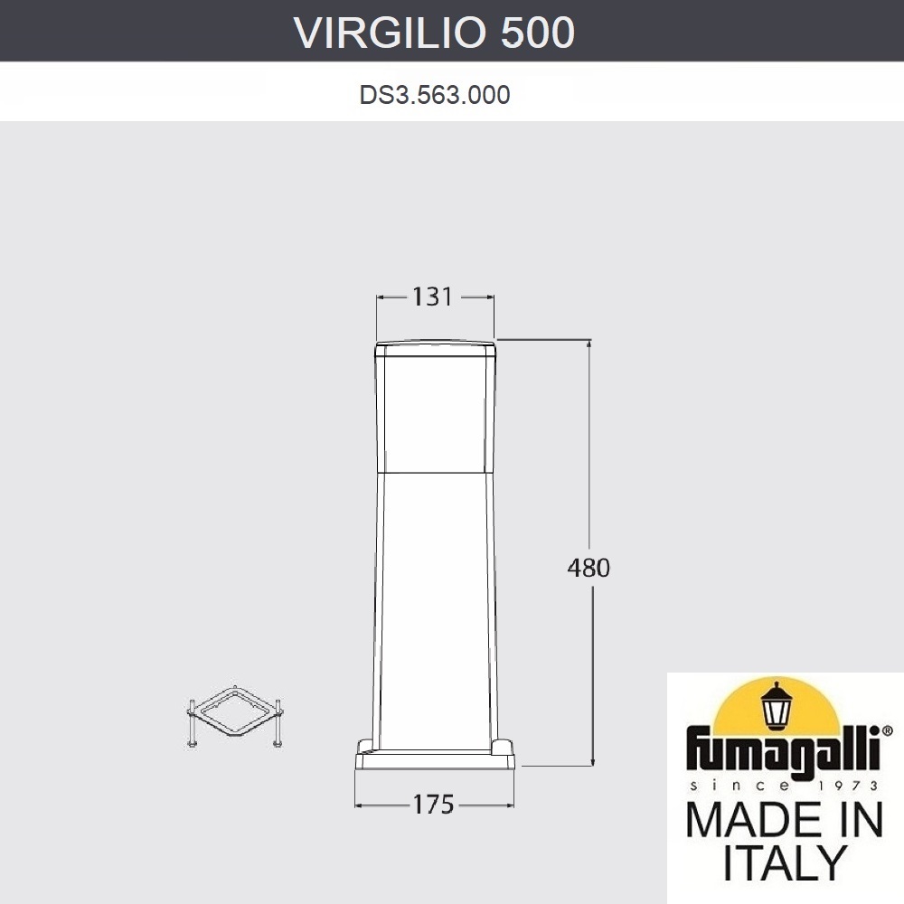 

Уличный ландшафтный фонарь FUMAGALLI VIRGILIO DS3.563.000.WYD1L, DS3.563.000.WYD1L
