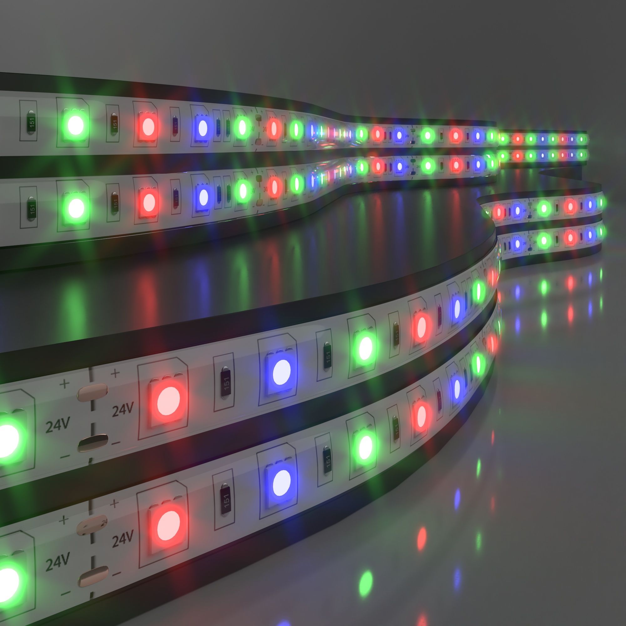 Лента светодиодная 24V 14,4W 60Led 5050 IP65 RGB, 5м a052978_ES