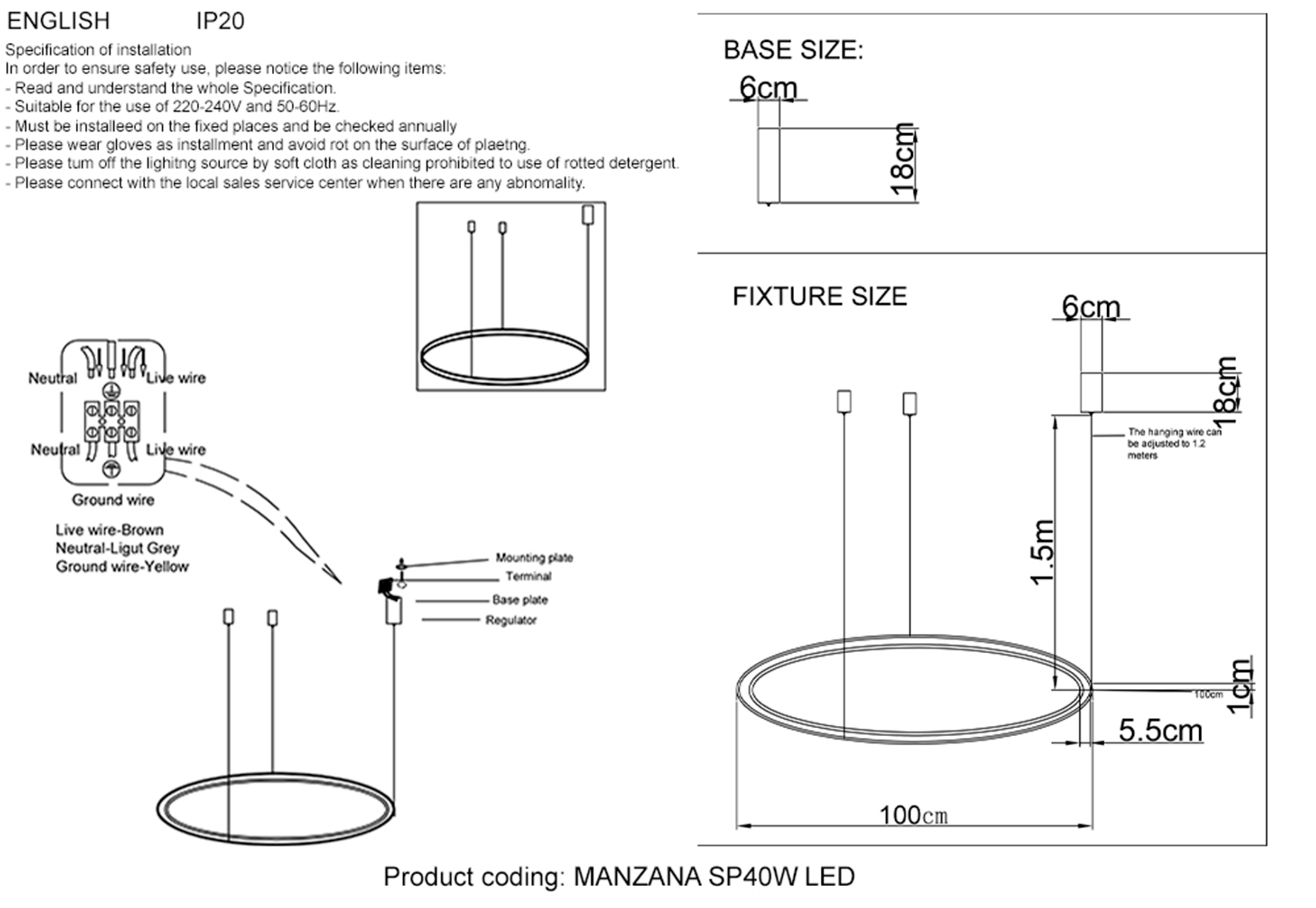 Подвесной светильник Crystal Lux MANZANA MANZANA SP40W LED BLACK_CR
