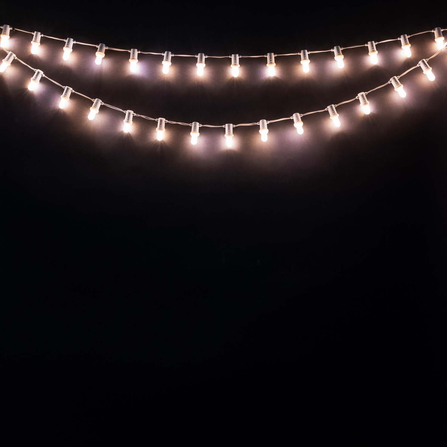 Гирлянда Belt-Light Mini c Шагом 10см, Патрон E14, Провод Белый ПВХ, IP54 MBL10m/100L-8-1