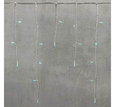 Гирлянда Бахрома на Батарейках 3 х 0,5 м Аква, 100 LED, Провод Прозрачный Силикон, IP65 ECC100-10-8A