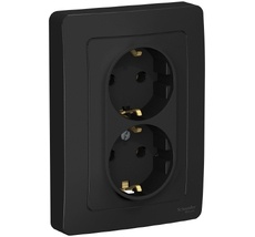 Розетка встраиваемая двойная с заземлением (антрацит) Systeme Electric BLNRS001026