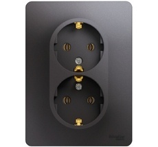 Розетка встраиваемая двойная с заземлением (графит) Systeme Electric GSL001324