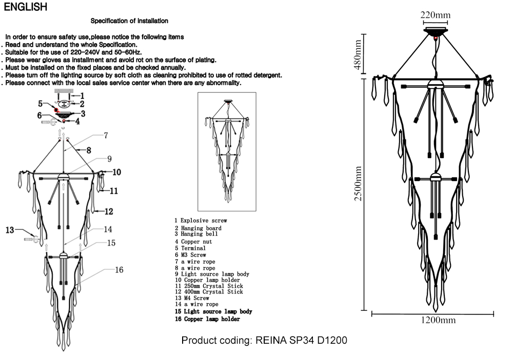 Подвесная люстра Crystallux REINA REINA SP34 D1200 GOLD PEARL_CR