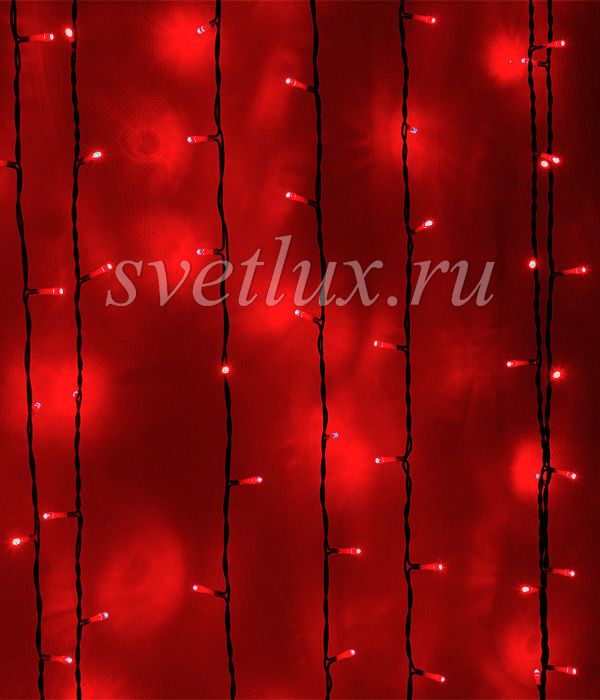 

Гирлянда Занавес 2 x 3 м Красный 220В, 600 LED, Провод Черный ПВХ, IP54 01-012, 01-012