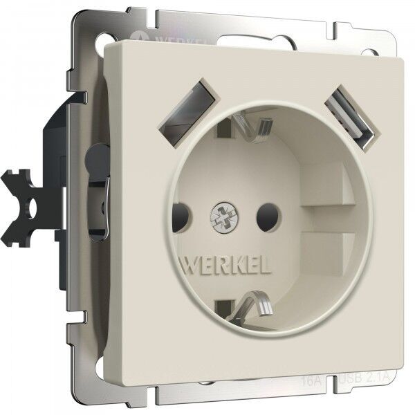 Розетка с заземлением, шторками и USB Werkel a062426_WR