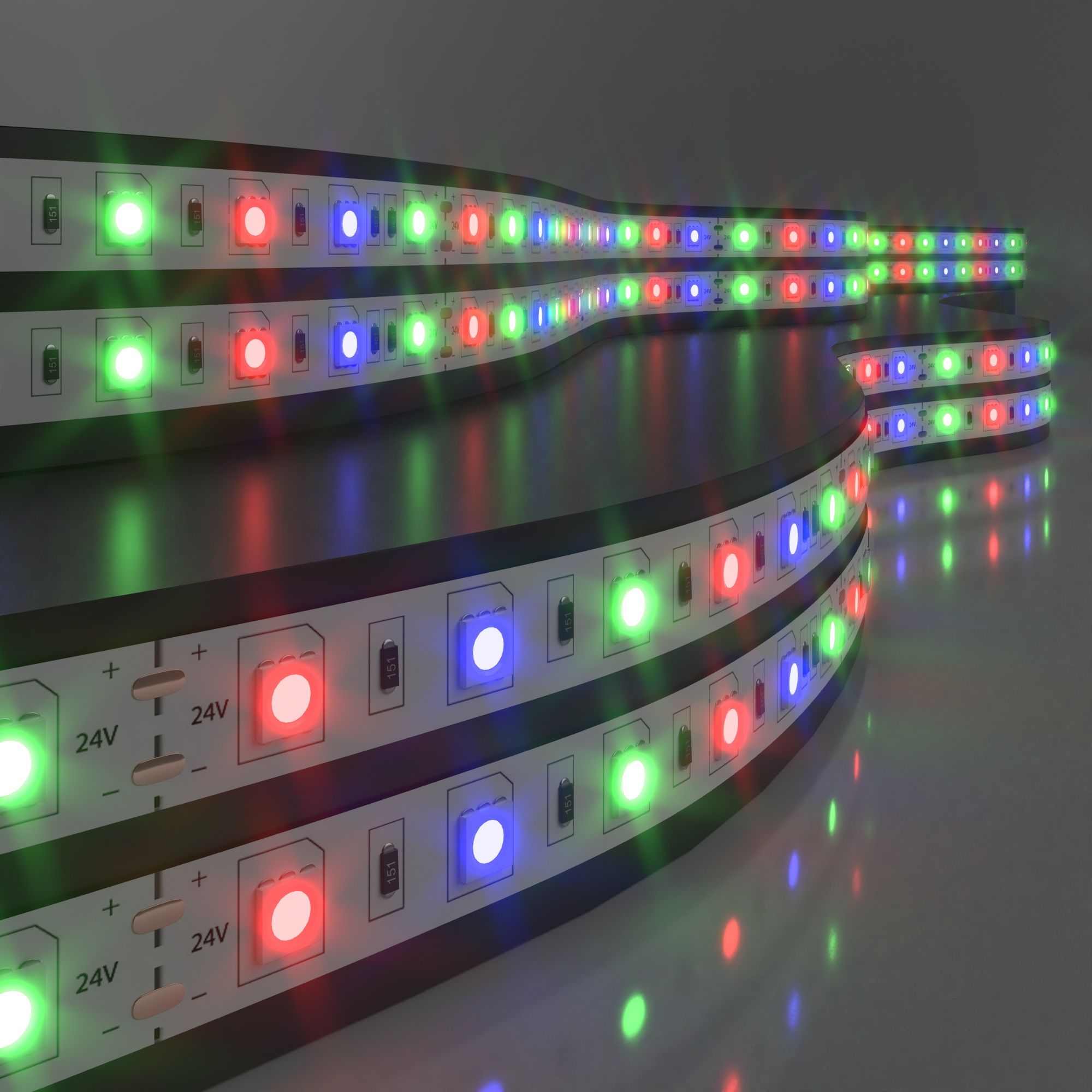 Лента светодиодная 24V 14,4W 60Led 5050 IP20 RGB, 5м a052977_ES