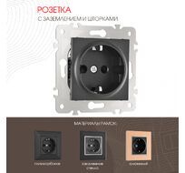 Розетка с заземлением и шторками 16A 250V Arte Milano 203.40-1.black