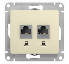 Розетка встраиваемая двойная Ethernet RJ-45 (бежевый) Systeme Electric GSL000285KK