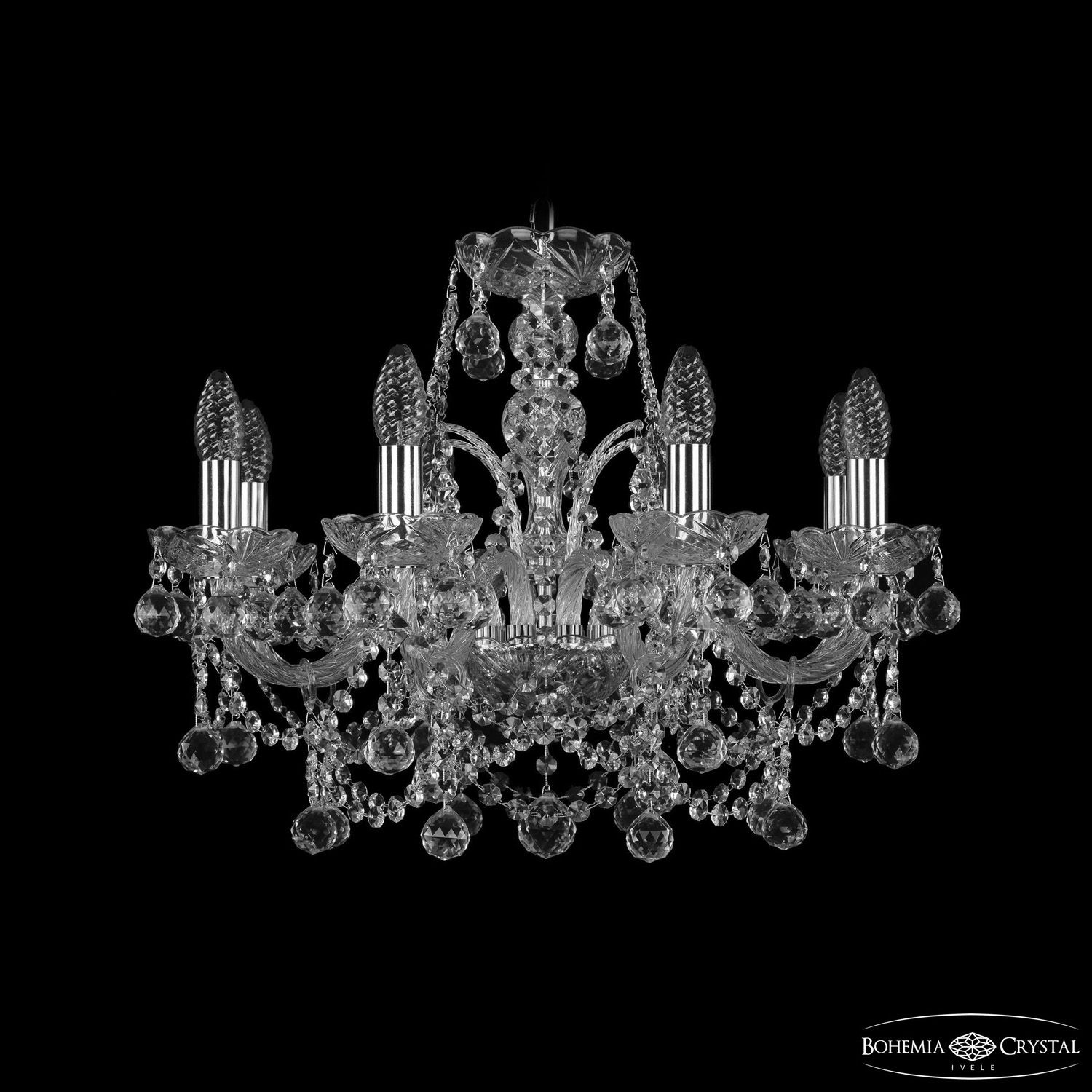 

Хрустальная люстра Bohemia Ivele Crystal 1411/8/195 Ni Balls, 1411/8/195 Ni Balls