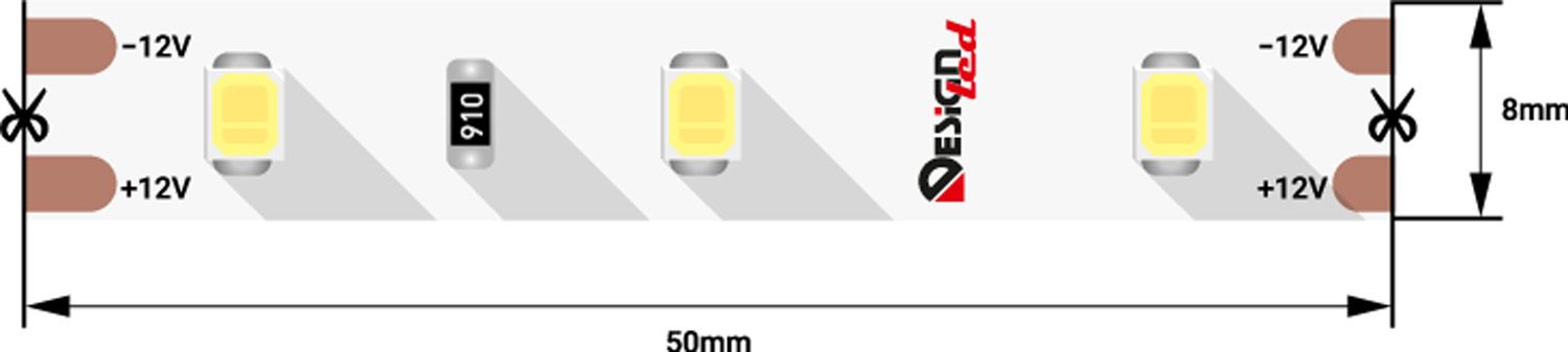 Лента светодиодная 1м. 7,2W 3000K LUX DSG260-12-WW-33 00-00001492_SW