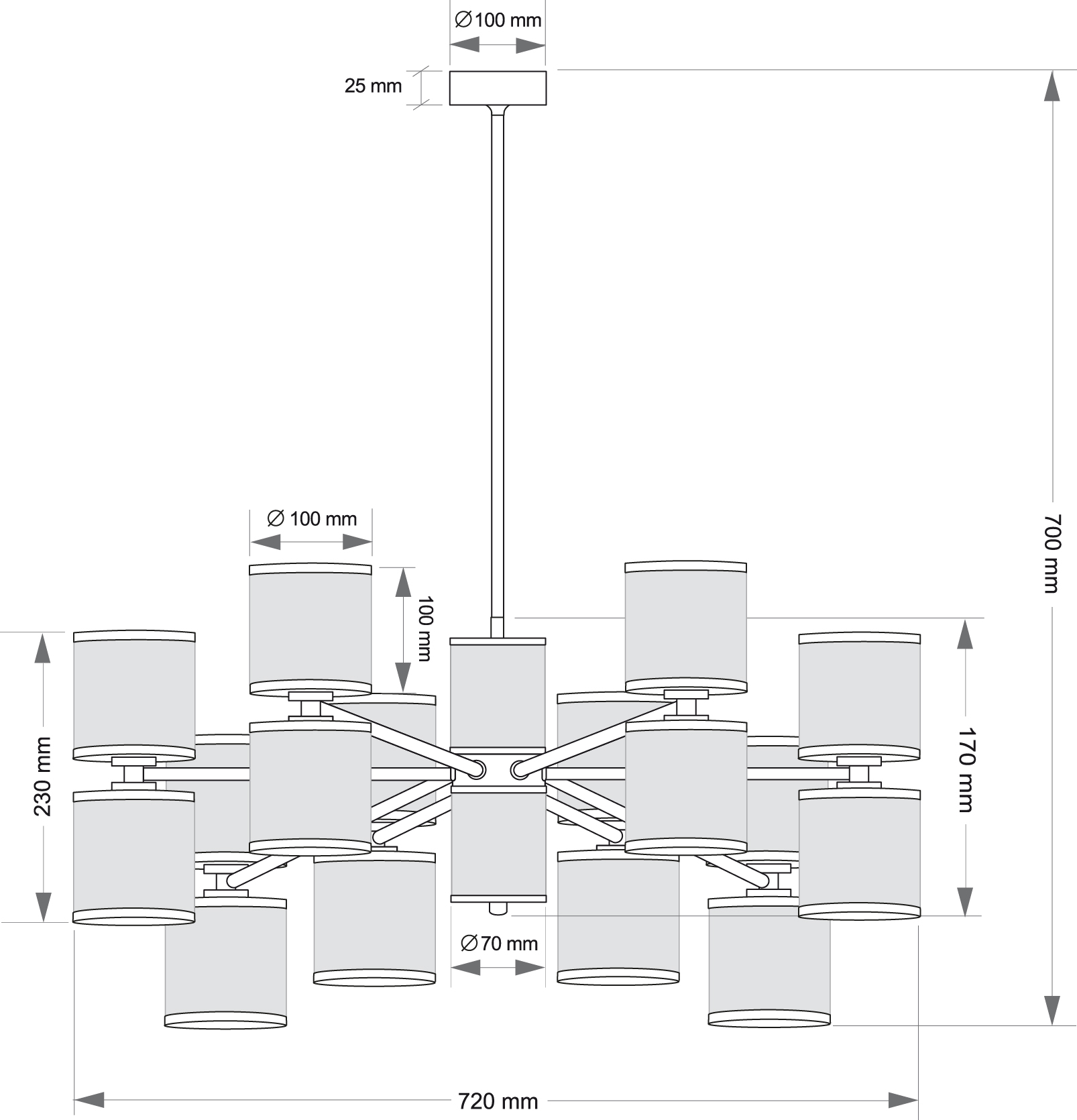 Подвесная люстра KUTEK ERBA ERB-ZW-8(BN/3)TT