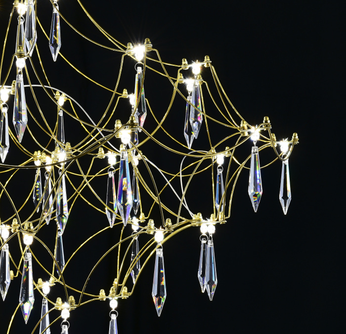 Подвесная люстра светодиодная с пультом и хрустальными подвесками Asfour MyFar MR2643-66P-76AP