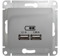 Розетка встраиваемая USBх2 (алюминий) Systeme Electric GSL000333
