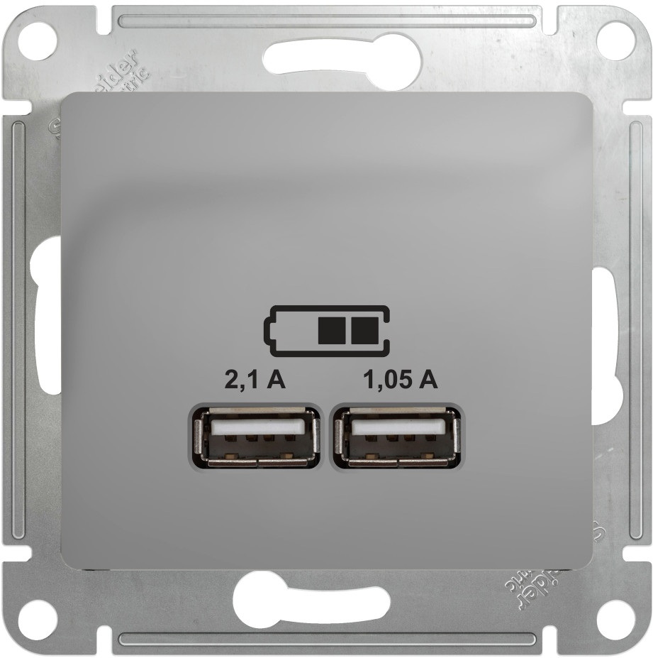 Розетка встраиваемая USBх2 (алюминий) Systeme Electric GSL000333