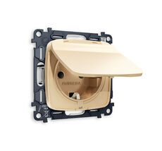 Розетка Ambrella Volt OMEGA с заземлением с шторками и защитной крышкой 2P+E 16A-250V IP44 QUANT MO608010_AMB