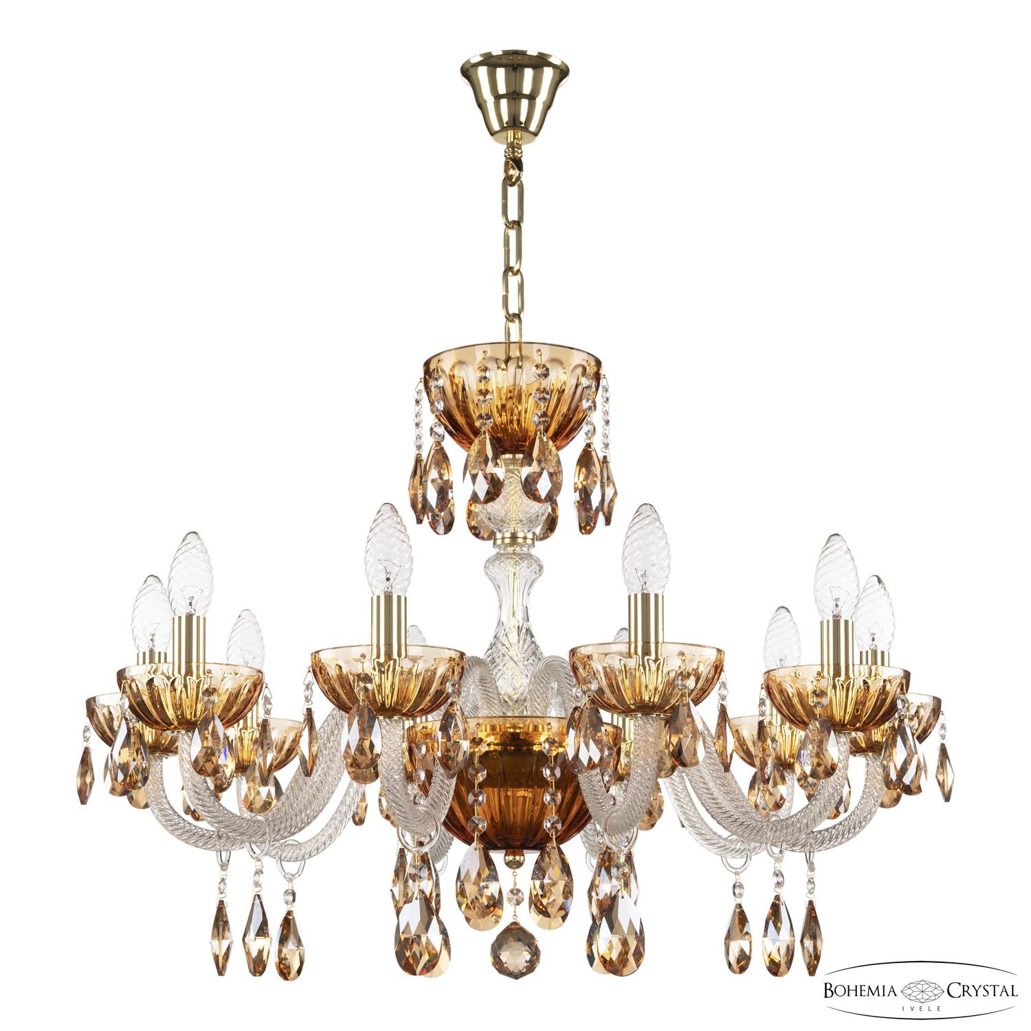 Хрустальная люстра Bohemia Ivele Crystal 5417/10/240 G Amber/M-1H K721_BI