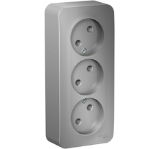 Розетка накладная тройная без заземления (алюминий) Systeme Electric BLNRA000313