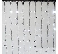 Гирлянда Занавес 2 x 3 м Белый 220В, 600 LED, Провод Черный Каучук 2,3мм, IP65 LTC ECO602-1-2W