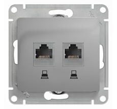 Розетка встраиваемая двойная Ethernet RJ-45 (алюминий) Systeme Electric GSL000385KK