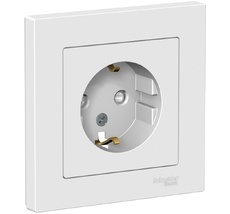 Розетка встраиваемая с заземлением и шторками (белый) Systeme Electric ATN000144