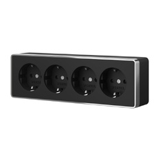 Розетка четверная с заземлением и шторками Gallant черный/хром Werkel a071254_WR