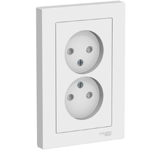 Розетка встраиваемая двойная без заземления со шторками (белый) Systeme Electric ATN000122