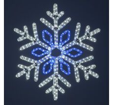 Светодиодная Снежинка Кристалл 0,7м Бело-синяя, Дюралайт на Металлическом Каркасе, IP65 LTC LC-13093